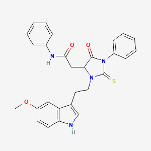 molecular formula C28H26N4O3S B4326363 2-{3-[2-(5-methoxy-1H-indol-3-yl)ethyl]-5-oxo-1-phenyl-2-thioxoimidazolidin-4-yl}-N-phenylacetamide 