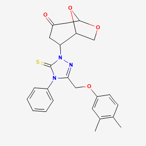 molecular formula C23H23N3O4S B4326375 2-{3-[(3,4-dimethylphenoxy)methyl]-4-phenyl-5-thioxo-4,5-dihydro-1H-1,2,4-triazol-1-yl}-6,8-dioxabicyclo[3.2.1]octan-4-one 