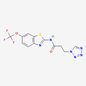 molecular formula C12H9F3N6O2S B4326382 3-(1H-tetrazol-1-yl)-N-[6-(trifluoromethoxy)-1,3-benzothiazol-2-yl]propanamide 