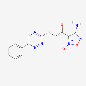 molecular formula C13H10N6O3S B4326393 1-(4-amino-2-oxido-1,2,5-oxadiazol-3-yl)-2-[(6-phenyl-1,2,4-triazin-3-yl)thio]ethanone 