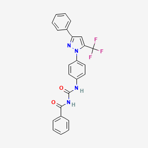 molecular formula C24H17F3N4O2 B4326396 N-[({4-[3-phenyl-5-(trifluoromethyl)-1H-pyrazol-1-yl]phenyl}amino)carbonyl]benzamide 