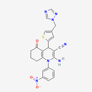 molecular formula C23H19N7O3S B4326398 2-amino-1-(3-nitrophenyl)-5-oxo-4-[4-(1H-1,2,4-triazol-1-ylmethyl)-2-thienyl]-1,4,5,6,7,8-hexahydroquinoline-3-carbonitrile 
