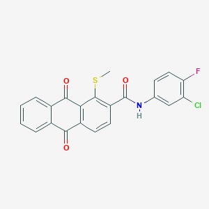 molecular formula C22H13ClFNO3S B4326406 N-(3-chloro-4-fluorophenyl)-1-(methylthio)-9,10-dioxo-9,10-dihydroanthracene-2-carboxamide 