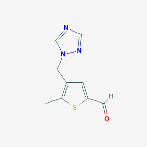 molecular formula C9H9N3OS B4326464 5-methyl-4-(1H-1,2,4-triazol-1-ylmethyl)thiophene-2-carbaldehyde 