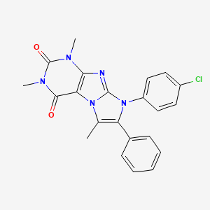 molecular formula C22H18ClN5O2 B4326482 8-(4-chlorophenyl)-1,3,6-trimethyl-7-phenyl-1H-imidazo[2,1-f]purine-2,4(3H,8H)-dione 