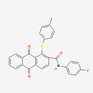 molecular formula C28H18FNO3S B4326500 N-(4-fluorophenyl)-1-[(4-methylphenyl)thio]-9,10-dioxo-9,10-dihydroanthracene-2-carboxamide 