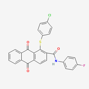 molecular formula C27H15ClFNO3S B4326502 1-[(4-chlorophenyl)thio]-N-(4-fluorophenyl)-9,10-dioxo-9,10-dihydroanthracene-2-carboxamide 