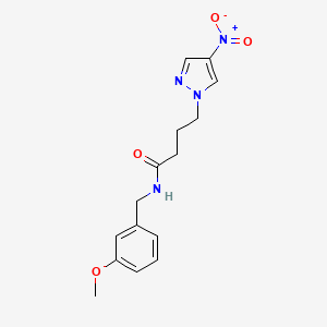 molecular formula C15H18N4O4 B4326515 N-(3-methoxybenzyl)-4-(4-nitro-1H-pyrazol-1-yl)butanamide 