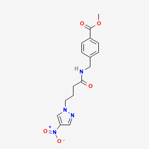 molecular formula C16H18N4O5 B4326521 methyl 4-({[4-(4-nitro-1H-pyrazol-1-yl)butanoyl]amino}methyl)benzoate 