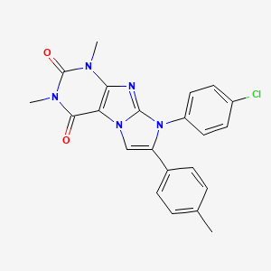 molecular formula C22H18ClN5O2 B4326643 8-(4-chlorophenyl)-1,3-dimethyl-7-(4-methylphenyl)-1H-imidazo[2,1-f]purine-2,4(3H,8H)-dione 