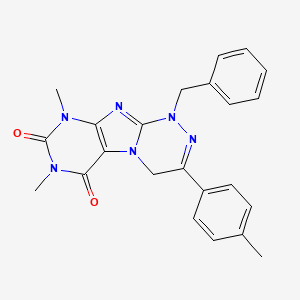 molecular formula C23H22N6O2 B4326675 1-benzyl-7,9-dimethyl-3-(4-methylphenyl)-1,4-dihydro[1,2,4]triazino[3,4-f]purine-6,8(7H,9H)-dione 