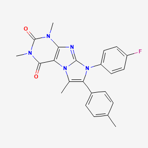 molecular formula C23H20FN5O2 B4326689 8-(4-fluorophenyl)-1,3,6-trimethyl-7-(4-methylphenyl)-1H-imidazo[2,1-f]purine-2,4(3H,8H)-dione 