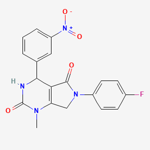 molecular formula C19H15FN4O4 B4326697 6-(4-fluorophenyl)-1-methyl-4-(3-nitrophenyl)-3,4,6,7-tetrahydro-1H-pyrrolo[3,4-d]pyrimidine-2,5-dione 