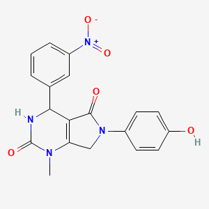 molecular formula C19H16N4O5 B4326704 6-(4-hydroxyphenyl)-1-methyl-4-(3-nitrophenyl)-3,4,6,7-tetrahydro-1H-pyrrolo[3,4-d]pyrimidine-2,5-dione 