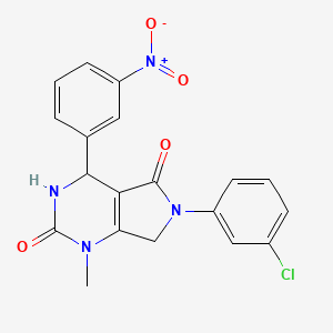 molecular formula C19H15ClN4O4 B4326718 6-(3-chlorophenyl)-1-methyl-4-(3-nitrophenyl)-3,4,6,7-tetrahydro-1H-pyrrolo[3,4-d]pyrimidine-2,5-dione 