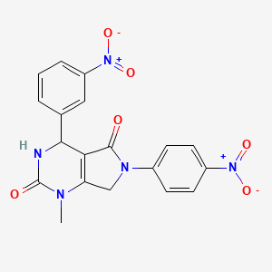 molecular formula C19H15N5O6 B4326725 1-methyl-4-(3-nitrophenyl)-6-(4-nitrophenyl)-3,4,6,7-tetrahydro-1H-pyrrolo[3,4-d]pyrimidine-2,5-dione 