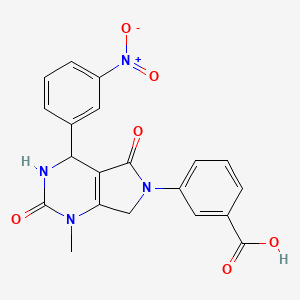molecular formula C20H16N4O6 B4326732 3-[1-methyl-4-(3-nitrophenyl)-2,5-dioxo-1,2,3,4,5,7-hexahydro-6H-pyrrolo[3,4-d]pyrimidin-6-yl]benzoic acid 