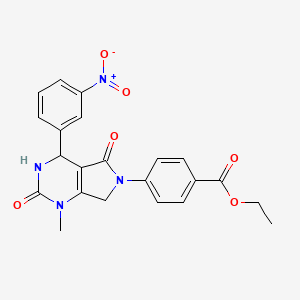molecular formula C22H20N4O6 B4326750 ethyl 4-[1-methyl-4-(3-nitrophenyl)-2,5-dioxo-1,2,3,4,5,7-hexahydro-6H-pyrrolo[3,4-d]pyrimidin-6-yl]benzoate 