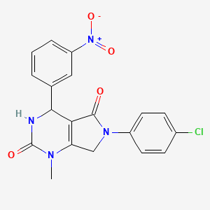 molecular formula C19H15ClN4O4 B4326765 6-(4-chlorophenyl)-1-methyl-4-(3-nitrophenyl)-3,4,6,7-tetrahydro-1H-pyrrolo[3,4-d]pyrimidine-2,5-dione 