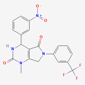 molecular formula C20H15F3N4O4 B4326769 1-methyl-4-(3-nitrophenyl)-6-[3-(trifluoromethyl)phenyl]-3,4,6,7-tetrahydro-1H-pyrrolo[3,4-d]pyrimidine-2,5-dione 