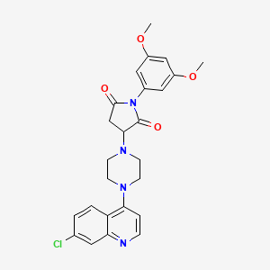 molecular formula C25H25ClN4O4 B4326801 3-[4-(7-chloroquinolin-4-yl)piperazin-1-yl]-1-(3,5-dimethoxyphenyl)pyrrolidine-2,5-dione 