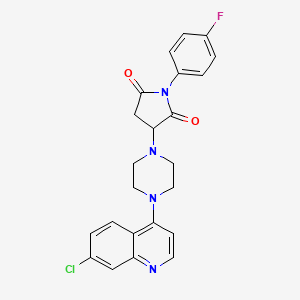 molecular formula C23H20ClFN4O2 B4326805 3-[4-(7-chloroquinolin-4-yl)piperazin-1-yl]-1-(4-fluorophenyl)pyrrolidine-2,5-dione 