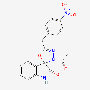 molecular formula C18H14N4O5 B4326824 3'-acetyl-5'-(4-nitrobenzyl)-3'H-spiro[indole-3,2'-[1,3,4]oxadiazol]-2(1H)-one 