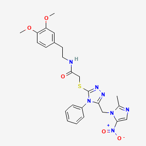 molecular formula C25H27N7O5S B4326859 N-[2-(3,4-dimethoxyphenyl)ethyl]-2-({5-[(2-methyl-5-nitro-1H-imidazol-1-yl)methyl]-4-phenyl-4H-1,2,4-triazol-3-yl}thio)acetamide 