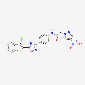 molecular formula C21H13ClN6O4S B4326864 N-{4-[5-(3-chloro-1-benzothien-2-yl)-1,2,4-oxadiazol-3-yl]phenyl}-2-(4-nitro-1H-pyrazol-1-yl)acetamide 