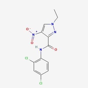molecular formula C12H10Cl2N4O3 B4326885 N-(2,4-dichlorophenyl)-1-ethyl-4-nitro-1H-pyrazole-3-carboxamide 