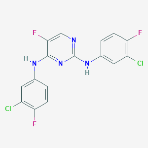 molecular formula C16H9Cl2F3N4 B4326893 N,N'-bis(3-chloro-4-fluorophenyl)-5-fluoropyrimidine-2,4-diamine 