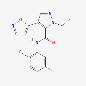 molecular formula C15H12F2N4O2 B4326903 N-(2,5-difluorophenyl)-1-ethyl-4-isoxazol-5-yl-1H-pyrazole-5-carboxamide 