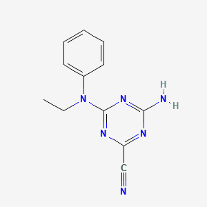 molecular formula C12H12N6 B4326928 4-amino-6-[ethyl(phenyl)amino]-1,3,5-triazine-2-carbonitrile 