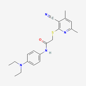 molecular formula C20H24N4OS B4326939 2-[(3-cyano-4,6-dimethylpyridin-2-yl)thio]-N-[4-(diethylamino)phenyl]acetamide 