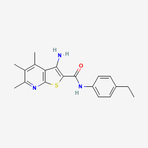 molecular formula C19H21N3OS B4326943 3-amino-N-(4-ethylphenyl)-4,5,6-trimethylthieno[2,3-b]pyridine-2-carboxamide 