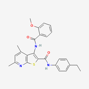 molecular formula C26H25N3O3S B4326947 N-(4-ethylphenyl)-3-[(2-methoxybenzoyl)amino]-4,6-dimethylthieno[2,3-b]pyridine-2-carboxamide 