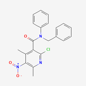 molecular formula C21H18ClN3O3 B4326978 N-benzyl-2-chloro-4,6-dimethyl-5-nitro-N-phenylnicotinamide 