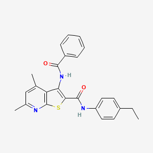 molecular formula C25H23N3O2S B4326986 3-(benzoylamino)-N-(4-ethylphenyl)-4,6-dimethylthieno[2,3-b]pyridine-2-carboxamide 