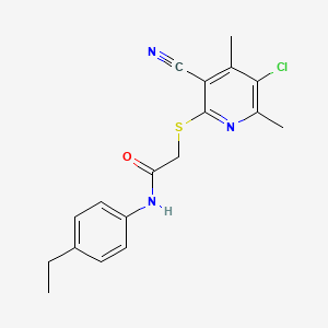 molecular formula C18H18ClN3OS B4327003 2-[(5-chloro-3-cyano-4,6-dimethylpyridin-2-yl)thio]-N-(4-ethylphenyl)acetamide 