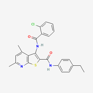 molecular formula C25H22ClN3O2S B4327007 3-[(2-chlorobenzoyl)amino]-N-(4-ethylphenyl)-4,6-dimethylthieno[2,3-b]pyridine-2-carboxamide 