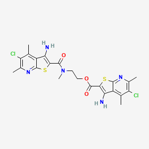 molecular formula C23H23Cl2N5O3S2 B4327028 2-[[(3-amino-5-chloro-4,6-dimethylthieno[2,3-b]pyridin-2-yl)carbonyl](methyl)amino]ethyl 3-amino-5-chloro-4,6-dimethylthieno[2,3-b]pyridine-2-carboxylate 