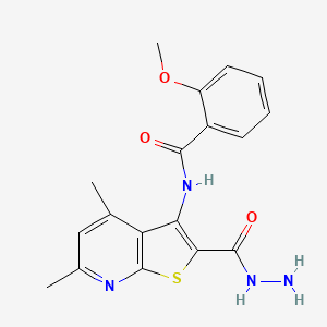molecular formula C18H18N4O3S B4327036 N-[2-(hydrazinocarbonyl)-4,6-dimethylthieno[2,3-b]pyridin-3-yl]-2-methoxybenzamide 