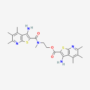 molecular formula C25H29N5O3S2 B4327044 2-[[(3-amino-4,5,6-trimethylthieno[2,3-b]pyridin-2-yl)carbonyl](methyl)amino]ethyl 3-amino-4,5,6-trimethylthieno[2,3-b]pyridine-2-carboxylate 