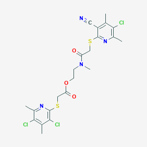 molecular formula C22H23Cl3N4O3S2 B4327048 2-[{[(5-chloro-3-cyano-4,6-dimethylpyridin-2-yl)thio]acetyl}(methyl)amino]ethyl [(3,5-dichloro-4,6-dimethylpyridin-2-yl)thio]acetate 