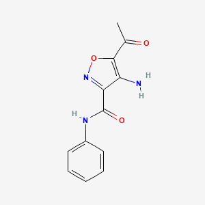 molecular formula C12H11N3O3 B4327083 5-acetyl-4-amino-N-phenylisoxazole-3-carboxamide 