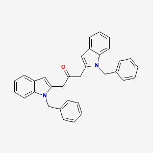 molecular formula C33H28N2O B4327088 1,3-bis(1-benzyl-1H-indol-2-yl)acetone 