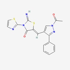 molecular formula C18H13N5O2S2 B4327092 5-[(1-acetyl-3-phenyl-1H-pyrazol-4-yl)methylene]-2-imino-3-(1,3-thiazol-2-yl)-1,3-thiazolidin-4-one 