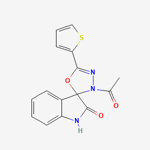 3'-acetyl-5'-(2-thienyl)-3'H-spiro[indole-3,2'-[1,3,4]oxadiazol]-2(1H)-one