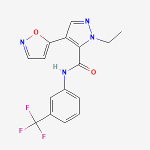 molecular formula C16H13F3N4O2 B4327104 1-ethyl-4-isoxazol-5-yl-N-[3-(trifluoromethyl)phenyl]-1H-pyrazole-5-carboxamide 