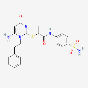 molecular formula C21H23N5O4S2 B4327127 2-{[6-amino-4-oxo-1-(2-phenylethyl)-1,4-dihydropyrimidin-2-yl]thio}-N-[4-(aminosulfonyl)phenyl]propanamide 